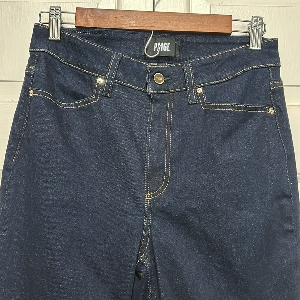 Paige Women’s Charlie Flare Jean High Rise Kira Dark Blue Wide Jean 28 - Picture 11 of 12